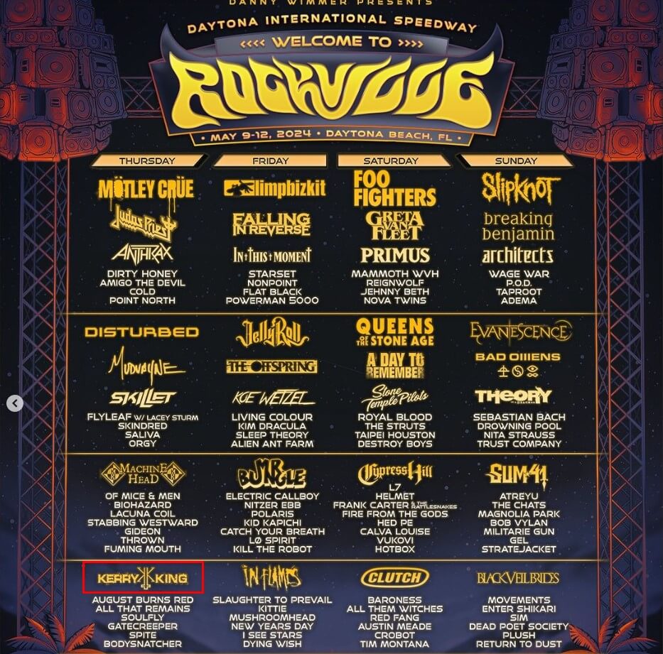 Show confirmado: Kerry King no Welcome To Rockville 2024