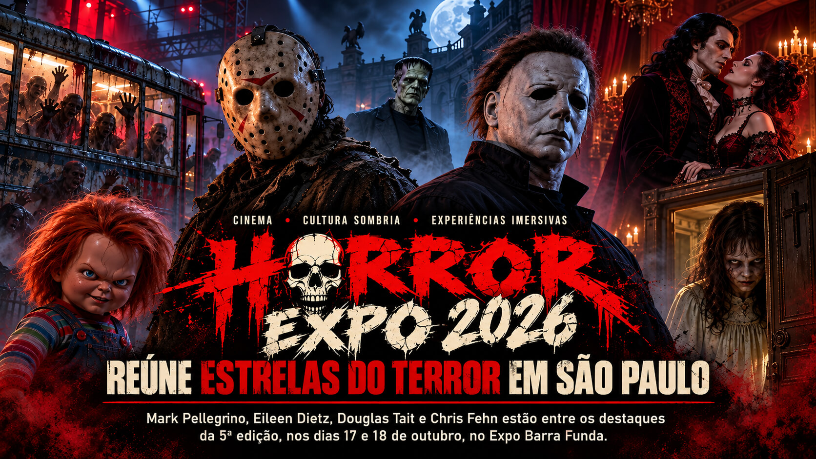 HORROR EXPO 2026 LEVA ÍCONES DO TERROR, CINEMA BRASILEIRO E EXPERIÊNCIAS IMERSIVAS A SÃO PAULO